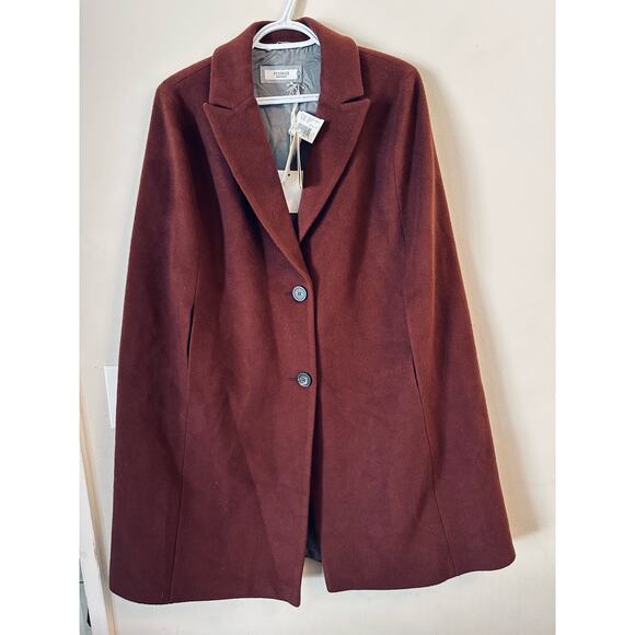 NWT Peserico Women's Brown Notch Collar Cape Size 44 - Picture 1 of 8